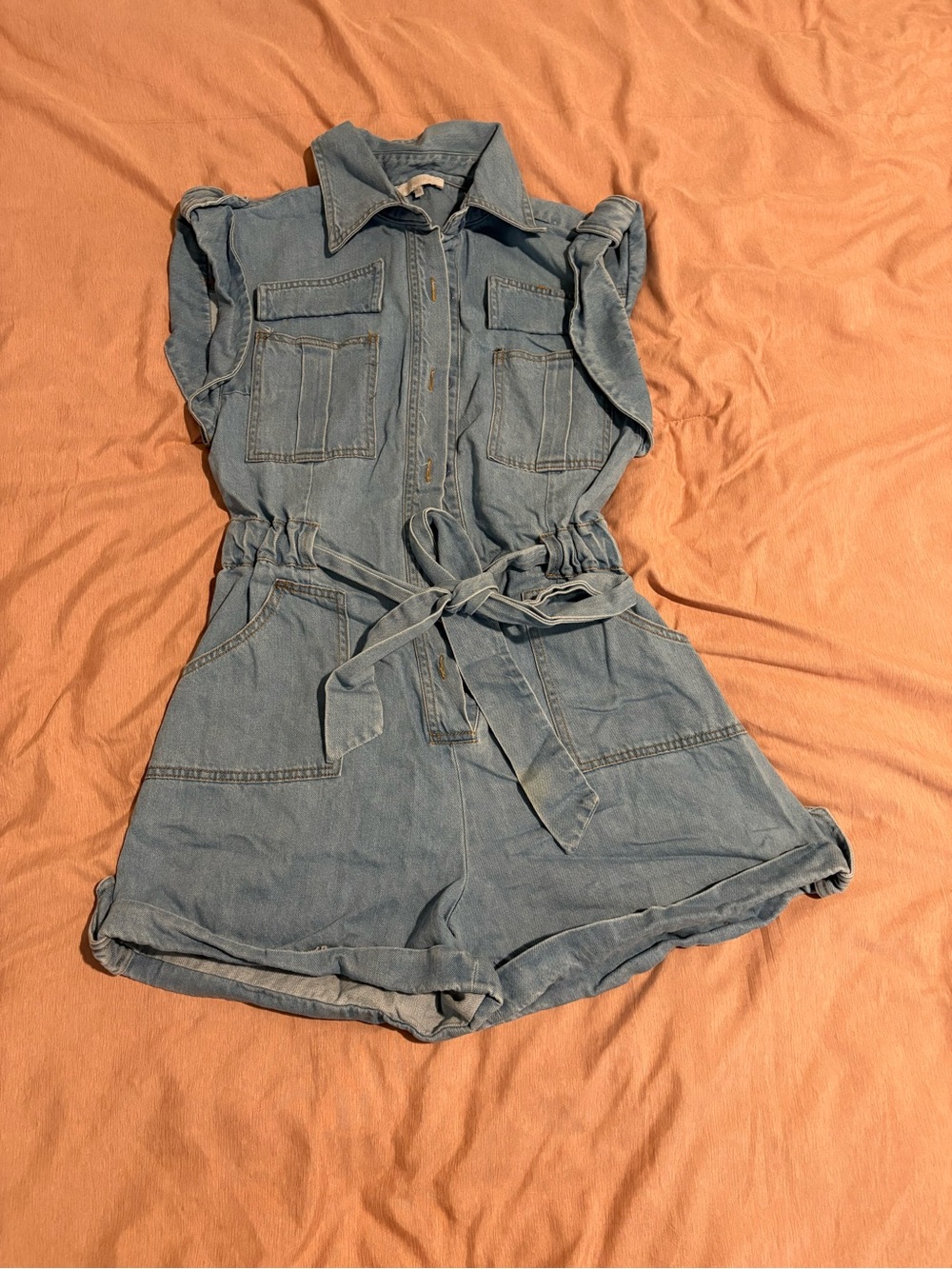 Olivaceous Light Blue Denim Romper